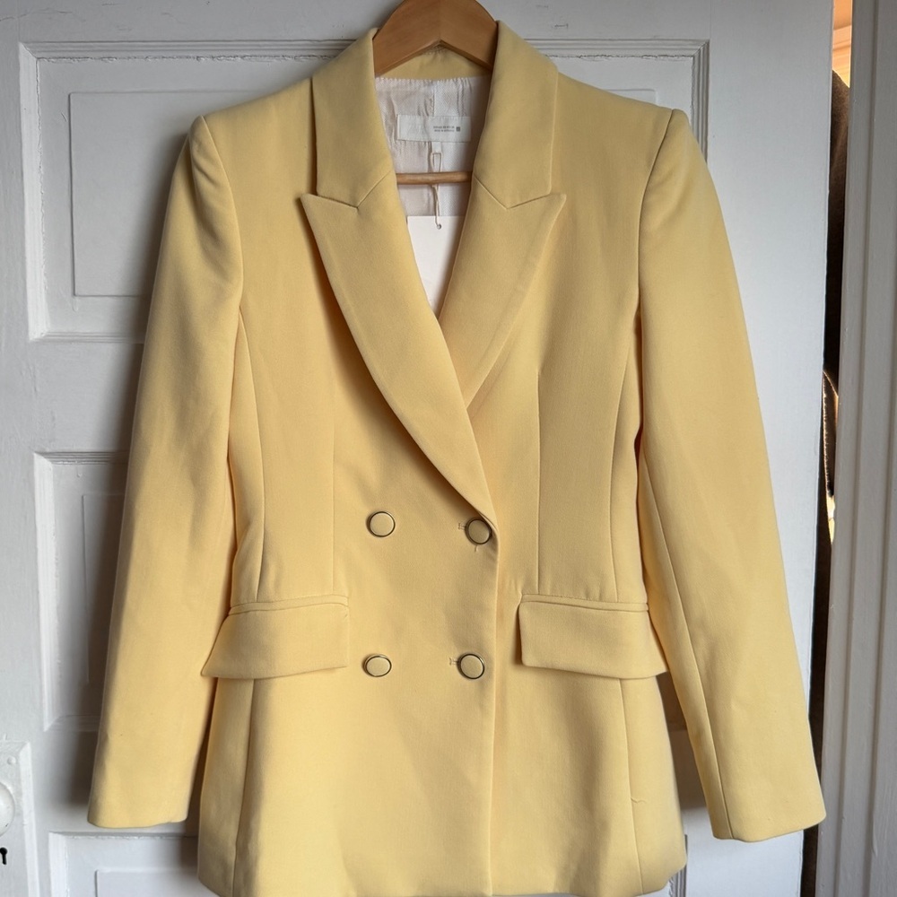 Zara Double-Breasted Yellow Blazer